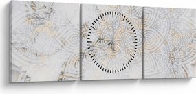 Egy fehér mandala képe (órával) (90x30 cm)