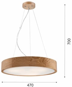 OAK függeszték 3xE27/60W/230V tölgy, átmérő 47,5 cm