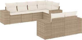 vidaXL 7 részes bézs polyrattan kerti ülőgarnitúra párnákkal