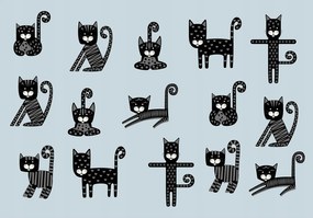 Fotótapéta Fekete macskák világos vinil háttérrel 368x254 +ragasztó