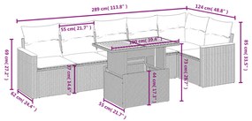 7 részes szürke polyrattan kerti ülőgarnitúra párnákkal