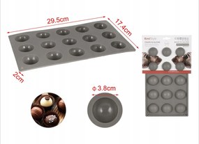 Szilikon csokoládé öntőforma 15 db-os félgömbök, szürke