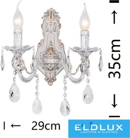 UNIVERSO Fali lámpa 2 karos 2xE14 Max.40W D29x35cm fehér/arany