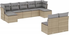 vidaXL 9 részes bézs polyrattan kerti ülőgarnitúra párnákkal