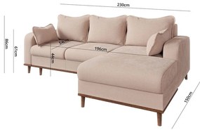 Bézs kordbársony sarokkanapé (jobb oldali) Beata – Ropez