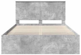 vidaXL Ágykeret fejtámlával Beton 160 x 200 cm Tömör fenyőfa