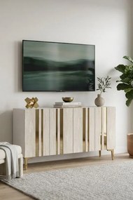 Mia 120 - White, Travertine, Gold