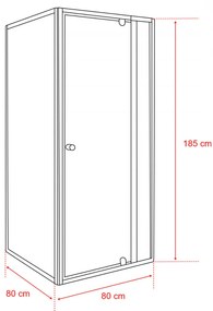 Flexi 80x80 cm sarokba szerelhető szögletes zuhanykabin zuhanytálca nélkül