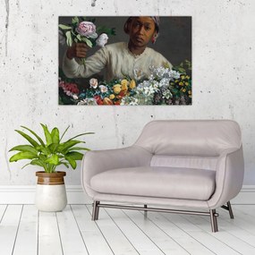 Kép - Frédéric Bazille, Young Woman with Peonies, reprodukciók (90x60 cm)