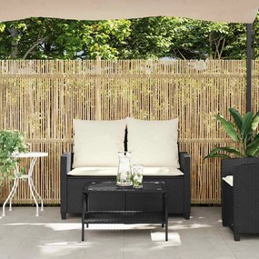 2 személyes fekete polyrattan kerti kanapé asztallal&amp;párnával