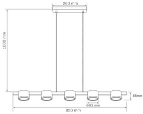 LED Csillár zsinóron MIRELLA 5xGX53/6W/230V fekete