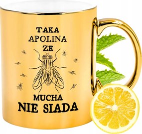 Prémium Arany Csillogó Bögre Apolina Ajándék Nyomtatott Fotóval