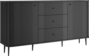 Vesper komód 160 cm fiókokkal lábakon - fekete / fekete lábak
