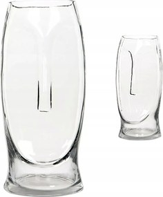 Virágváza Csokor Fej Arc 30cm üveg átlátszó üveg dekoráció