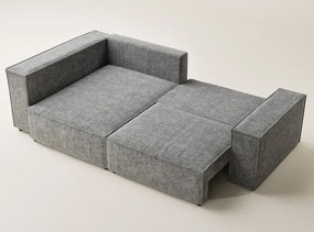 Szürke zsenília kinyitható-tárolóhelyes sarokkanapé (bal oldali-L alakú) Tonga – Maison de Rêve