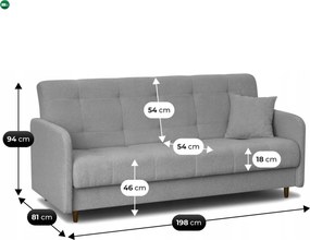 Sofa Rozkładana TIVOLI Szara Boucle