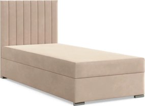 Agen egyszemélyes ágy, bársony, ágyneműtartóval, bézs