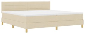 Box Spring Ágy Matraccal és LED-del Krém 200x200 cm Szövet
