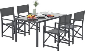 Outsunny 5 részes étkező garnitúra 4 személy részére acél étkezőasztallal és 4 összecsukható székkel - Kert, erkély bútor szett | Aosom