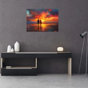 Üveg kép - Séta a tengerparton (70x50 cm)