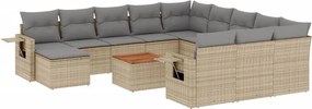 vidaXL 13 részes bézs polyrattan kerti ülőgarnitúra párnákkal