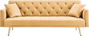 Kihúzható kanapé, mustárszínű/gold króm-arany, ALISIA