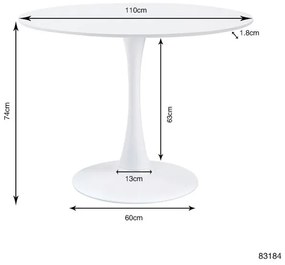 Kare Design Étkezőasztal Schickeria Ø110 cm fehér