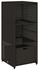 fekete polyrattan kerti tárolószekrény 50 x 55 x 115 cm
