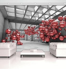 Fotótapéta - Piros modernizmus 3D szoba (152,5x104 cm)