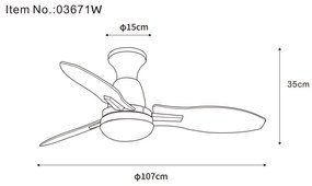Globo Gale 03671W távirányítós mennyezeti ventilátoros lámpa, 22W LED, 3000K-4500K-6000K, 1897 lm