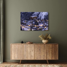 Kép - téli hegyi város (90x60 cm)
