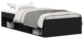 fekete tölgy színű szerelt fa ágykeret matrac nélkül 75x190 cm