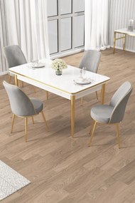 Rewa étkezőgarnitúra, fehér-arany, 110 cm – TR240CHR3042