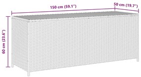 fekete polyrattan kerti tárolóláda 150 x 50 x 60 cm