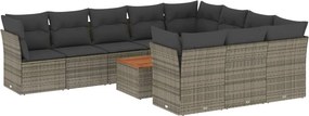 vidaXL 11 részes szürke polyrattan kerti ülőgarnitúra párnákkal