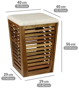 Sötét natúr színű fa szennyeskosár 55 l Fondi – Wenko