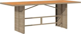 vidaXL bézs polyrattan akácfa lapos kerti asztal 190 x 80 x 74 cm