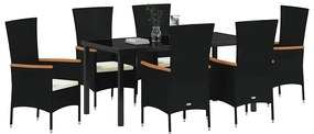Kert étkező szett párnával 7 pcs Fekete Poli rattan