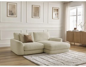 Bézs buklé sarokkanapé (jobb oldali-heverő résszel) Leonore – Bobochic Paris