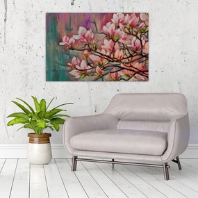 Kép - olajfestmény, virágzó Sakura (90x60 cm)