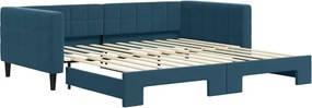 vidaXL kék kihúzható bársony heverő 100 x 200 cm