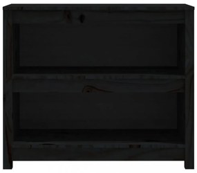 fekete tömör fenyőfa könyvszekrény 80x35x68 cm