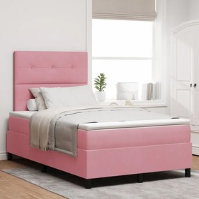 Boxspring ágy matraccal Rózsaszín 120x200 cm Bársonyos