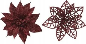 Betlehemi csillag bordó csillámos mix klipsz 9cm 3db