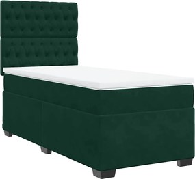 vidaXL sötétzöld bársony rugós ágy matraccal 80 x 200 cm