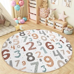 Mosható gyerek játszószőnyeg ø100 cm Happy Numbers – Mila Home