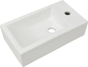 vidaXL téglalap-alakú, fehér kerámia mosdókagyló csaptelep furattal 46x25,5x12 cm