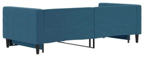 kék kihúzható bársony heverő 90 x 200 cm