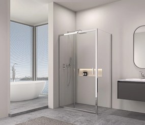 Erga Alpine, tolóajtós zuhanykabin 130 (ajtó) x 90 (fal) x 195 cm, 6mm átlátszó üveg, króm profil, ERG-V02-ALPINE-D130G090-CR