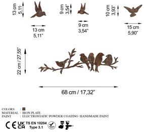 Fém fali dekoráció, Rusty Birds 2